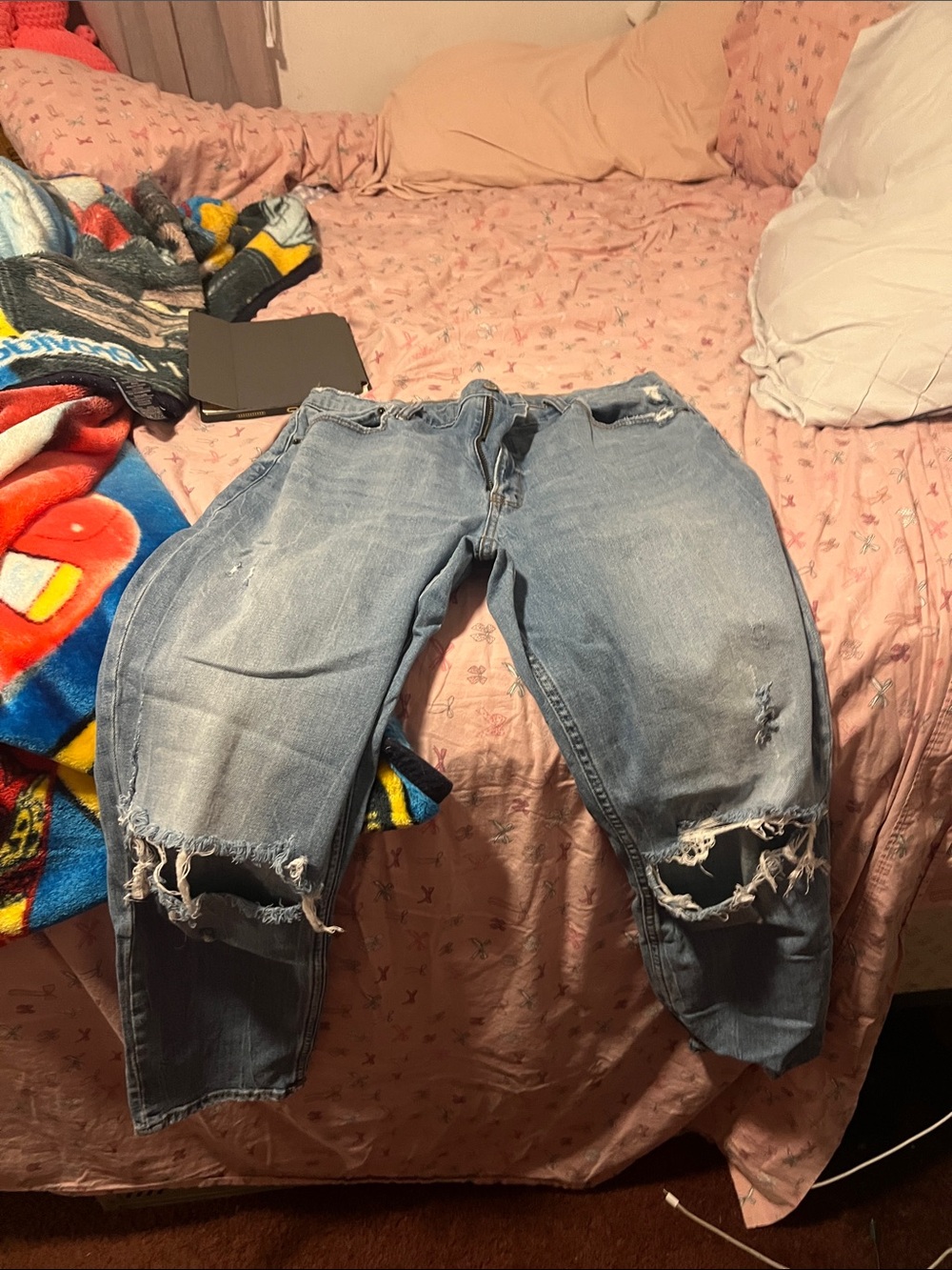 Abercrombie & Fitch Light Blue Distressed Boyfriend Jeans